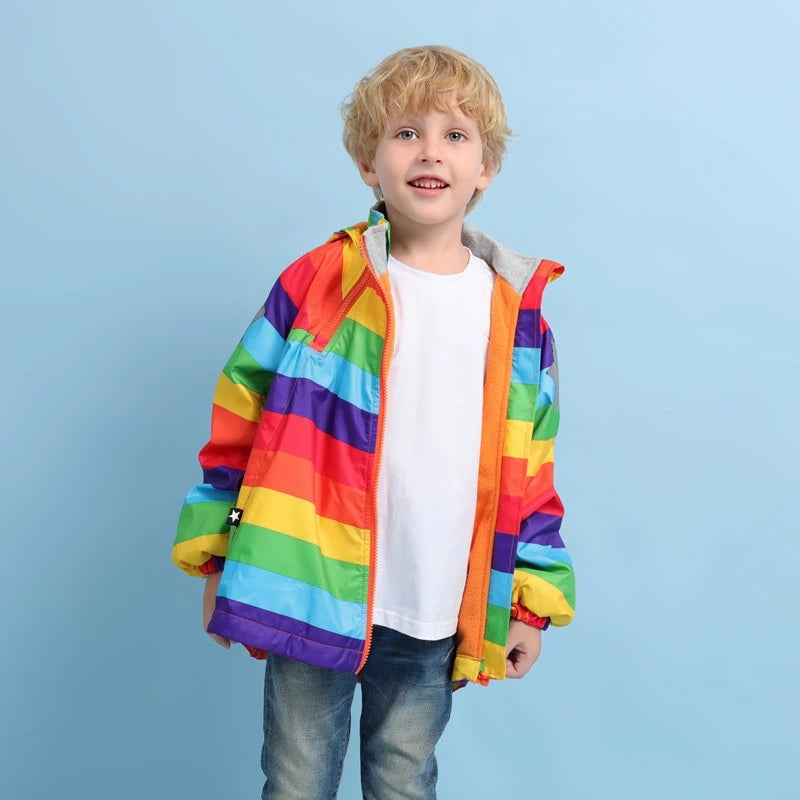 Kids Boys Girls Rainbow Parka Autumn Warm Windbreaker Jacket 2-12 Year