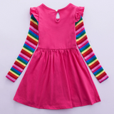 Girls Dress Cotton Long Sleeve Unicorn Spring Autumn Embroidered Rainbow Dress