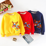 Girl Boys Clothing Cartoon Elk Plus Velvet Sweater 2-7 Years