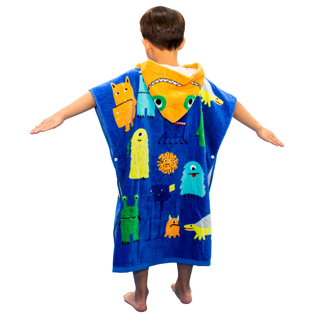 Kid Baby Bath Towel Beach Cotton Cartoon Dinosaur Microfiber Pajamas