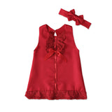 Baby Girls Dress Summer Fashion Sleeveless Bow Ins Dresses 2 Pcs