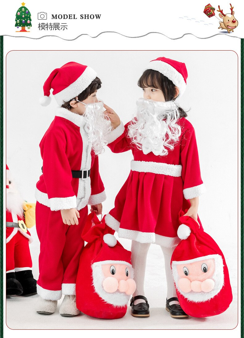 Kids Boy Girl Christmas Santa Claus Thickened Cashmere 2 Pcs Set