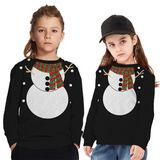 Kids Christmas Elk Digital Printing Warm Long Sleeve Crew Neck Sweater