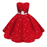 Kids Girl Snowflake Digital Printing Christmas Lovely Sleeveless Princess Dresses