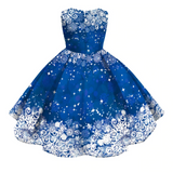Kids Girl Snowflake Digital Printing Christmas Lovely Sleeveless Princess Dresses
