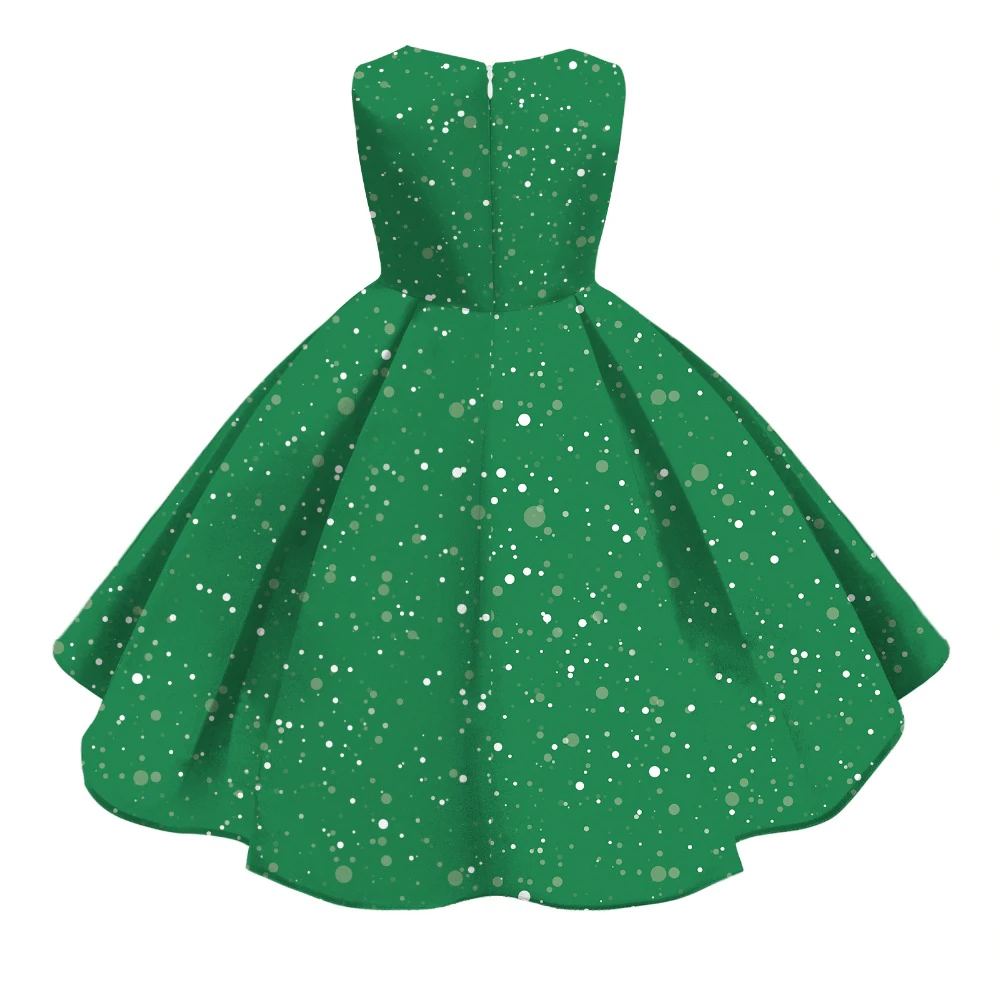 Kids Girl Snowflake Digital Printing Christmas Lovely Sleeveless Princess Dresses