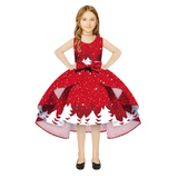 Kids Girl Snowflake Digital Printing Christmas Lovely Sleeveless Princess Dresses