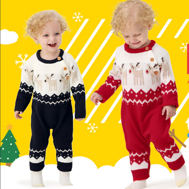 Ins Baby Elk Bodysuit Christmas Autumn Jumpsuits Rompers