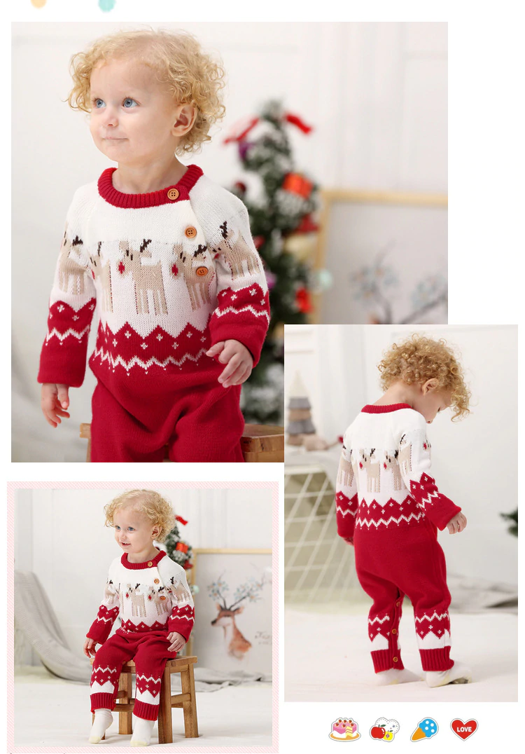 Ins Baby Elk Bodysuit Christmas Autumn Jumpsuits Rompers