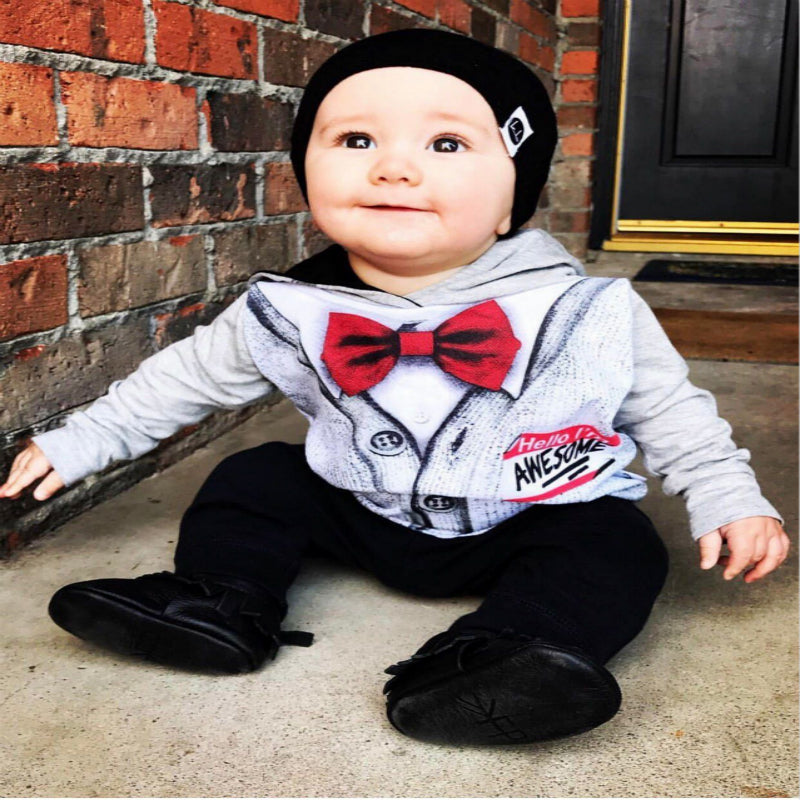 Boys Christmas Gentleman Collar Knot Suit 2 Pcs