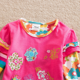 Girls Long Sleeve T-shirt Flower Tees Heart Appliques 2-8 Years