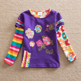 Girls Long Sleeve T-shirt Flower Tees Heart Appliques 2-8 Years