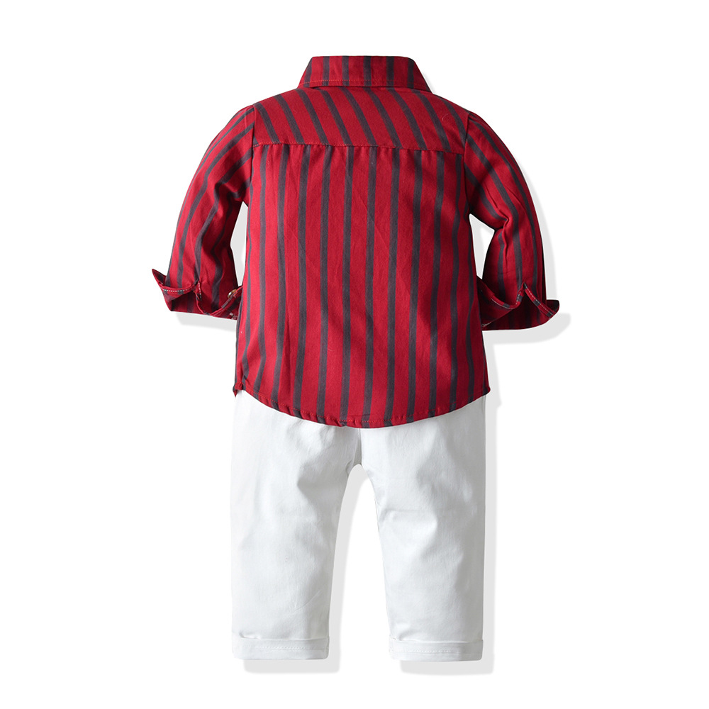 Long Sleeve Striped Christmas Baby Boy Set 2 Pcs Formal Suits