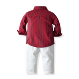 Long Sleeve Striped Christmas Baby Boy Set 2 Pcs Formal Suits