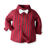 Long Sleeve Striped Christmas Baby Boy Set 2 Pcs Formal Suits