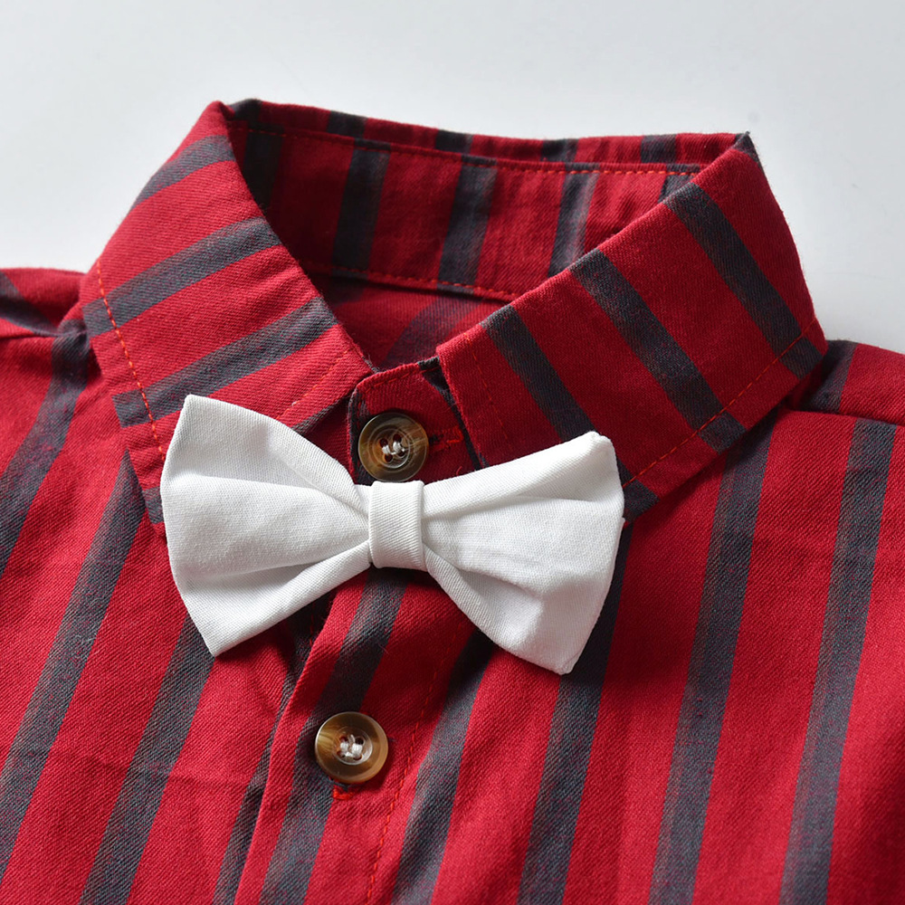 Long Sleeve Striped Christmas Baby Boy Set 2 Pcs Formal Suits