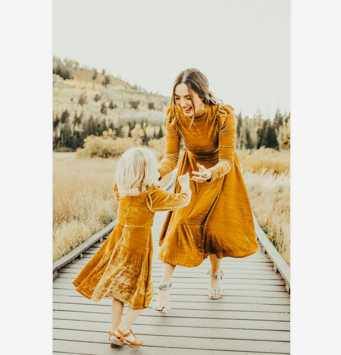 Autumn Mom Daughter Dress Solid Long Sleeve Family Matching Outfits
