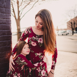 Family Mommy & Me Red Fall Floral Long Sleeve Maxi Dress
