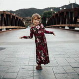 Family Mommy & Me Red Fall Floral Long Sleeve Maxi Dress
