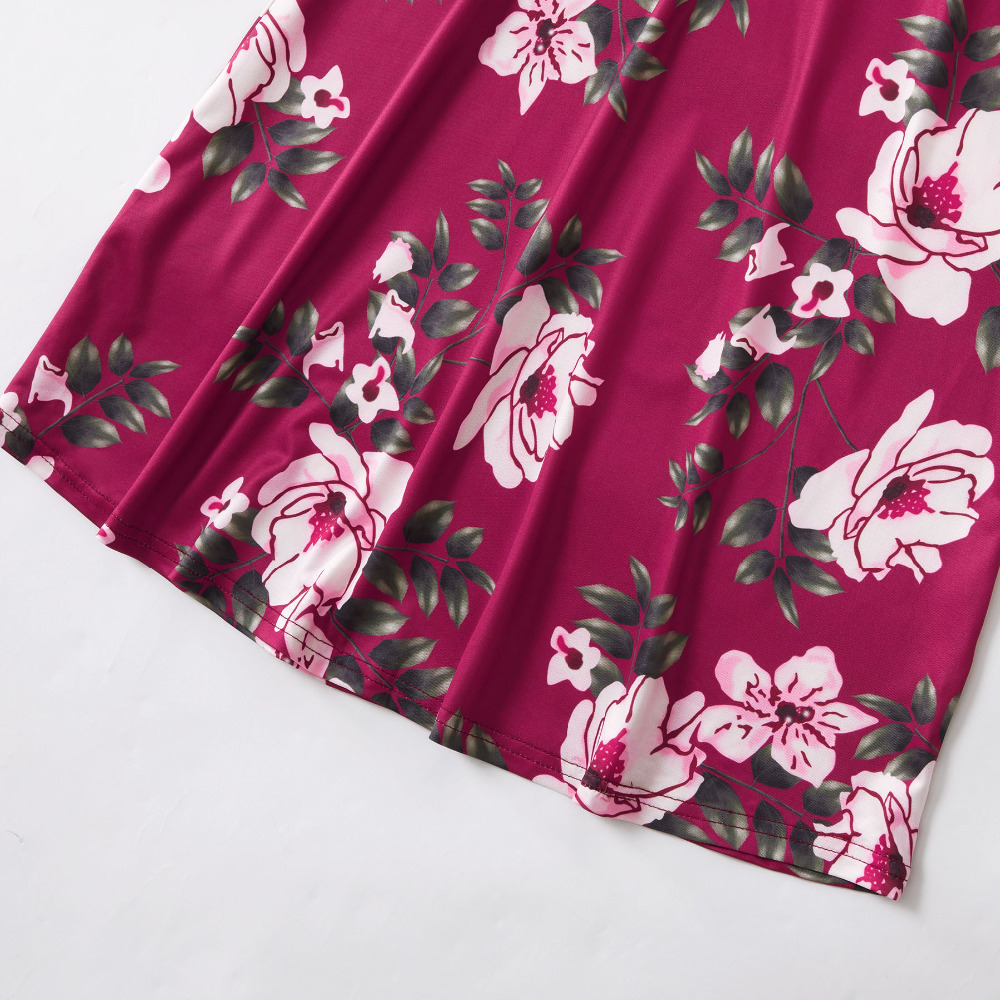 Family Mommy & Me Red Fall Floral Long Sleeve Maxi Dress