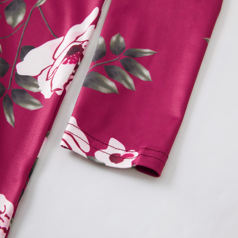 Family Mommy & Me Red Fall Floral Long Sleeve Maxi Dress