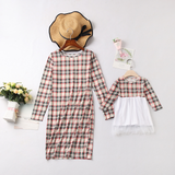 Family Matching Plaid Mother Daughter Dresses Parent-child Christmas Dresses