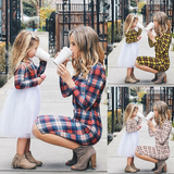 Family Matching Plaid Mother Daughter Dresses Parent-child Christmas Dresses