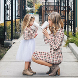 Family Matching Plaid Mother Daughter Dresses Parent-child Christmas Dresses