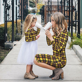 Family Matching Plaid Mother Daughter Dresses Parent-child Christmas Dresses