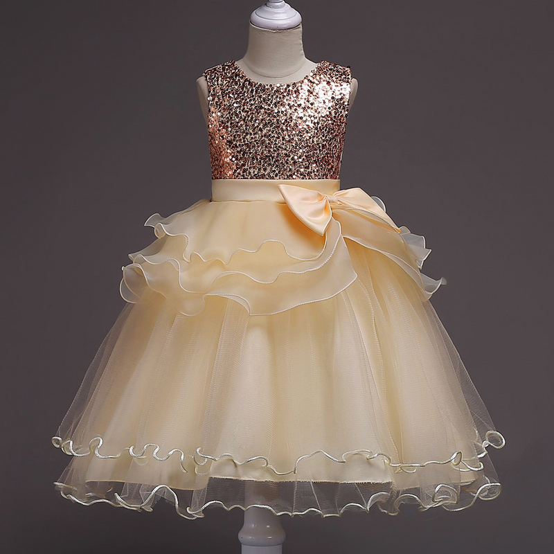 Girls Bridesmaid Flower Party Sequin Wedding Princess Dresses