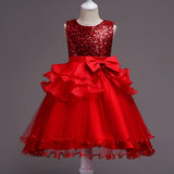 Girls Bridesmaid Flower Party Sequin Wedding Princess Dresses
