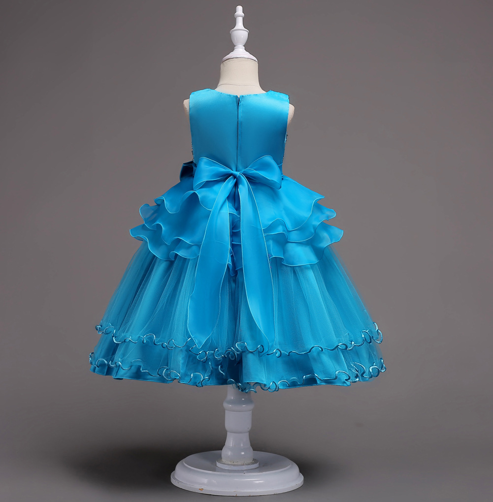 Girls Bridesmaid Flower Party Sequin Wedding Princess Dresses