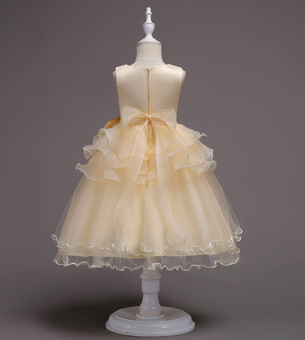 Girls Bridesmaid Flower Party Sequin Wedding Princess Dresses