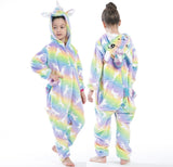 Kid Baby Girl Flannel Unicorn Animal Cartoon One-piece Pajamas