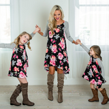 Family Mommy And Me Floral & Striped Print Raglan Dress