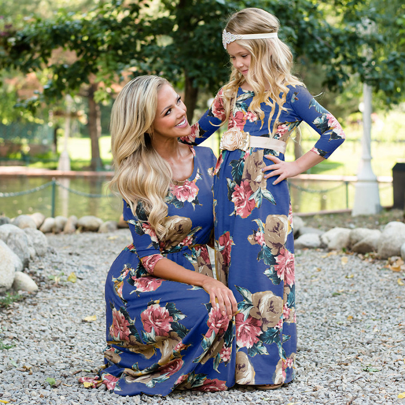 Family Mommy & Me Fall Floral Long Sleeve Maxi Dress