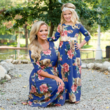 Family Mommy & Me Fall Floral Long Sleeve Maxi Dress
