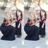 Family Matching Parent-child Mother-daughter Printed Three-quarter Sleeves Dress