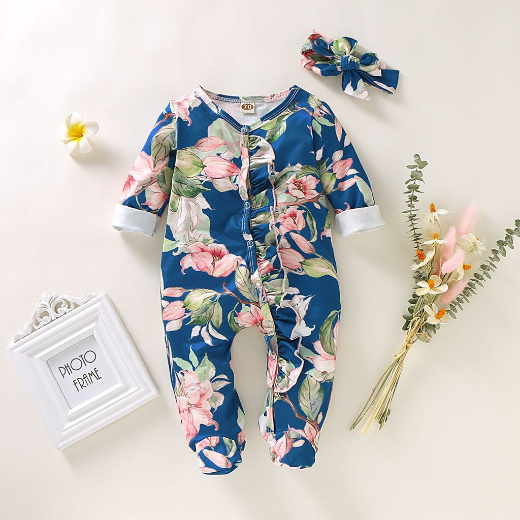 Baby Girl Infant Vintage Sleeper Romper