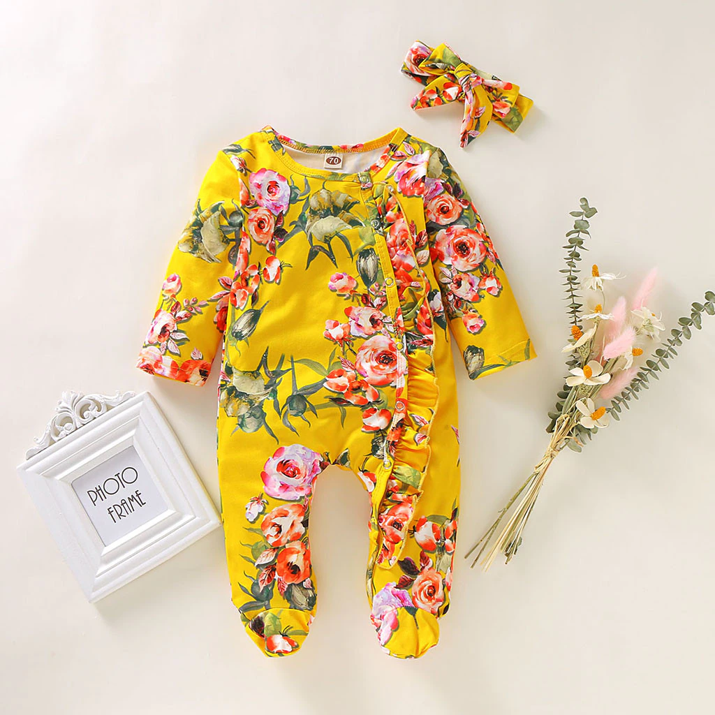 Baby Girl Infant Vintage Sleeper Romper
