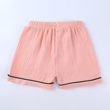 Kids Baby Pure Color Cotton Outfits Short Sleeve Soft Pajamas 2 Pcs Sets