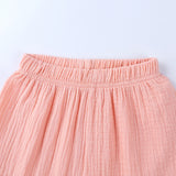 Kids Baby Pure Color Cotton Outfits Short Sleeve Soft Pajamas 2 Pcs Sets