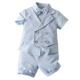 Kid Baby Boy Suit Summer Gentleman Solid Short Sleeves 2 Pcs Set