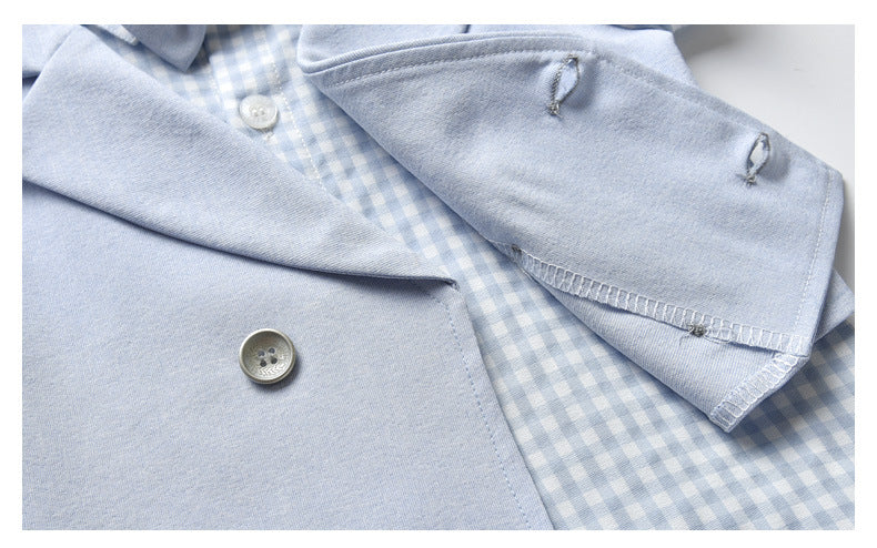 Kid Baby Boy Suit Summer Gentleman Solid Short Sleeves 2 Pcs Set