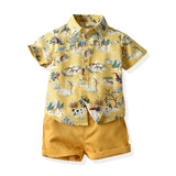 Kid Baby Boy Fashionable Short Lapel Beach 2 Pcs Sets