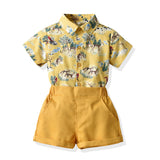 Kid Baby Boy Fashionable Short Lapel Beach 2 Pcs Sets