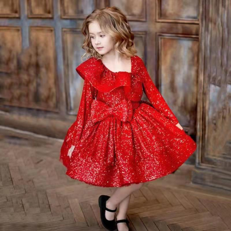 Kid Baby Girl Elegant Sequins Bridesmaid Formal Evening Birthday Princess Dresses