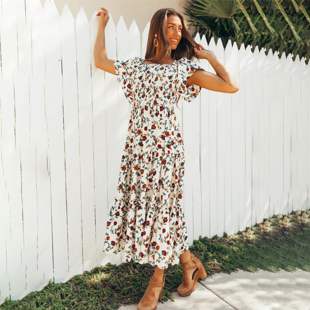 Family Matching Parent-child Flower Print Swing Dress
