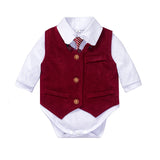 Baby Boys Suits Vest Hat Formal Outfit Party Formal Set 3 Pcs