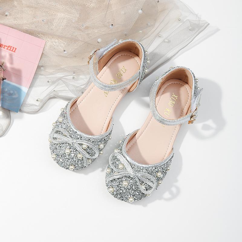 Girls' New Baotou Flat Shoes Rhinestone Sandals Shoes